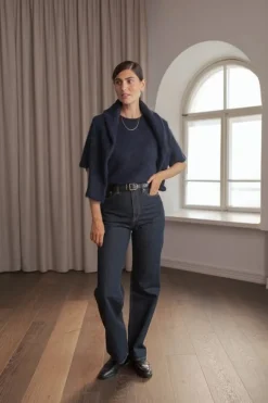 Ariel lyhythihainen neule, dark navy
