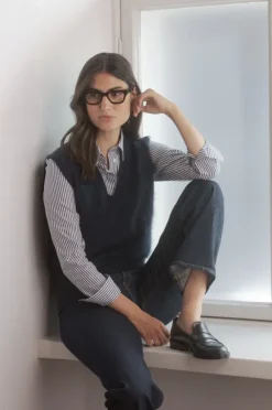Cami kauluspaita luomupuuvillaa, dark navy