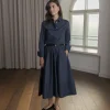 Camilla puuvillakauluspaita, dark navy