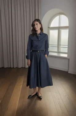 Camilla puuvillakauluspaita, dark navy