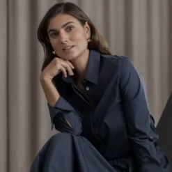 Camilla puuvillakauluspaita, dark navy
