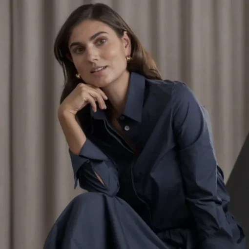 Camilla puuvillakauluspaita, dark navy