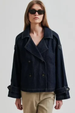 Columbus Trench Jacket, dark blue denim