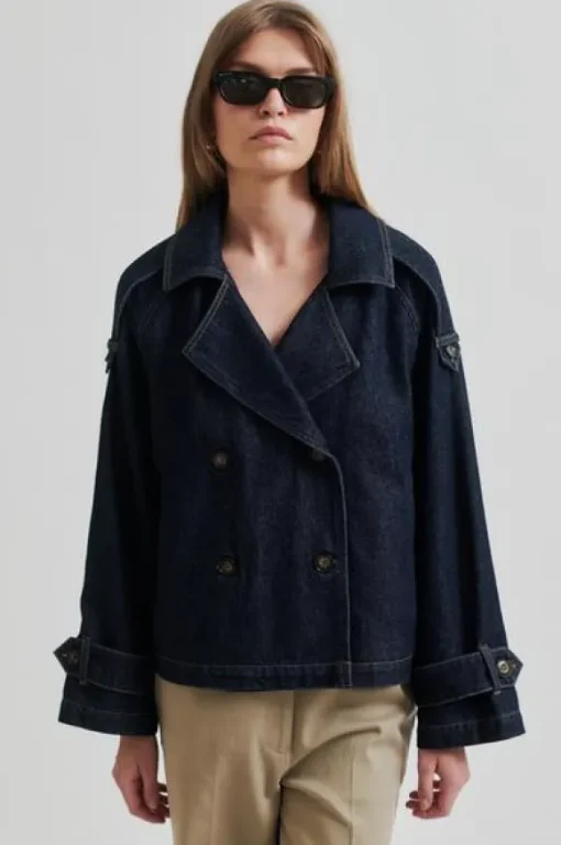 Columbus Trench Jacket, dark blue denim