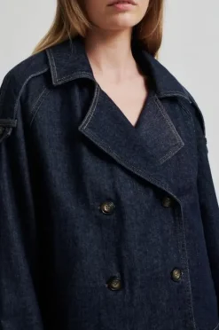 Columbus Trench Jacket, dark blue denim