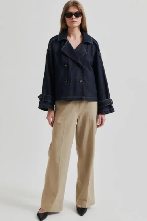Columbus Trench Jacket, dark blue denim
