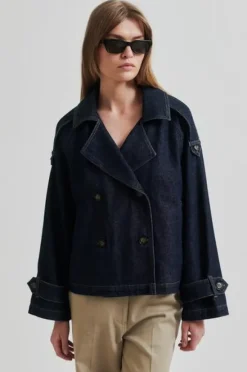 Columbus Trench Jacket, dark blue denim
