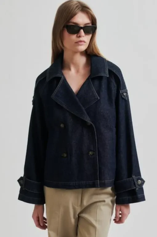 Columbus Trench Jacket, dark blue denim