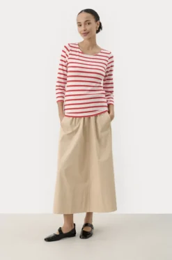 Emel t-paita, bittersweet and white stripe