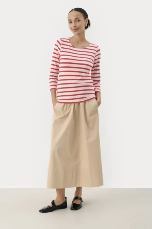 Emel t-paita, bittersweet and white stripe