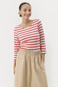 Emel t-paita, bittersweet and white stripe