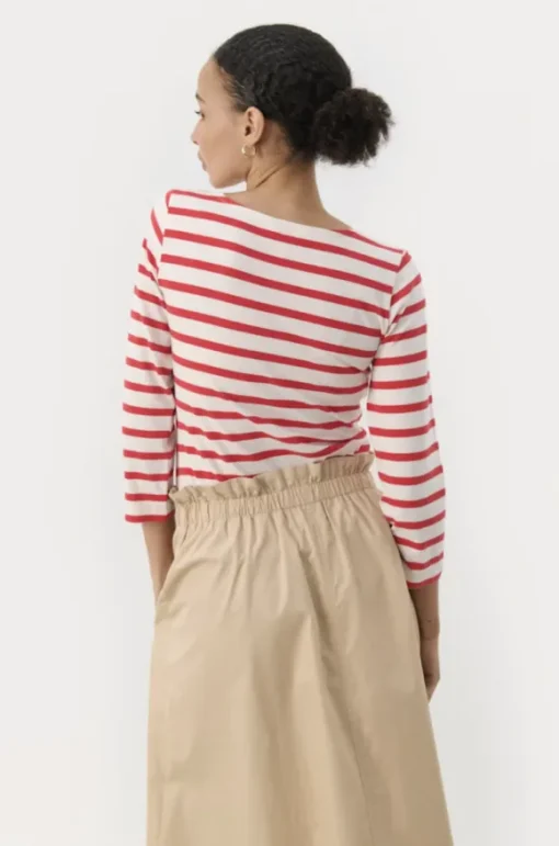 Emel t-paita, bittersweet and white stripe