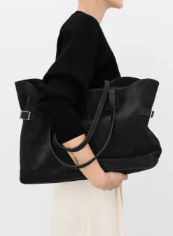 Flattered - Lesley tote bag, suede black