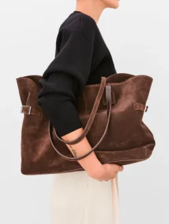 Flattered - Lesley tote bag, suede chocolate