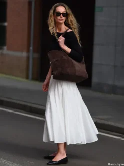 Flattered - Lesley tote bag, suede chocolate