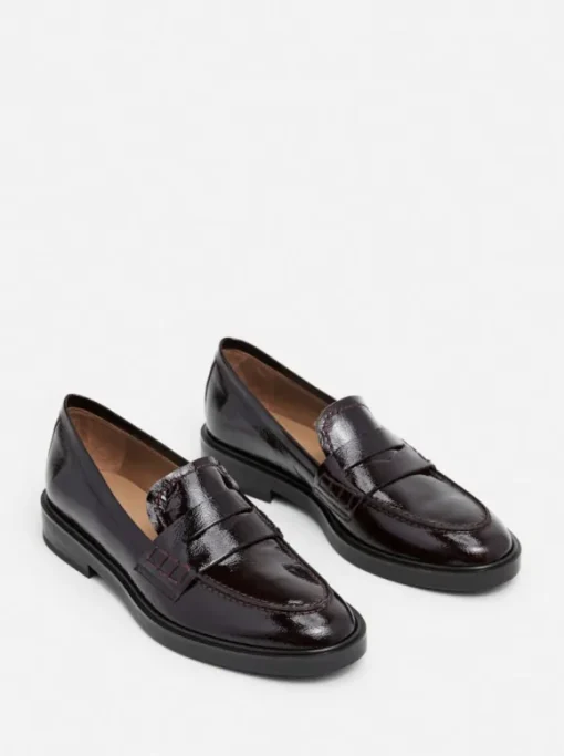 Flattered - Sara nahkaloaferit, patent burgundi