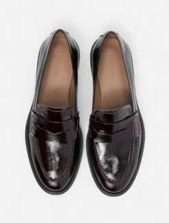 Flattered - Sara nahkaloaferit, patent burgundi