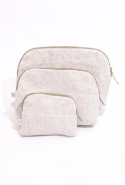 Gauhar - kosmetiikkapussi raidallinen beige-valk