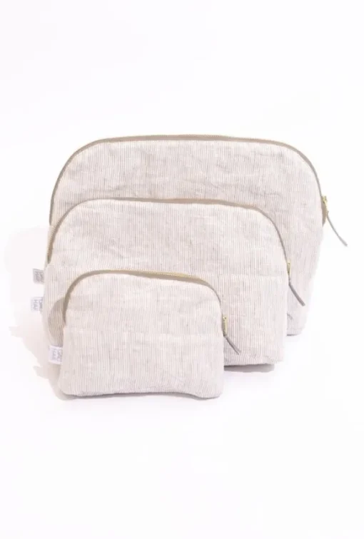 Gauhar - kosmetiikkapussi raidallinen beige-valk