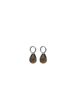 Gauhar - Lisäosat Smoky Quartz Drop, hopea