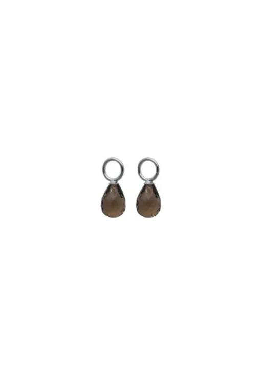 Gauhar - Lisäosat Smoky Quartz Drop, hopea