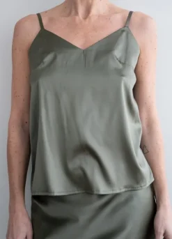 Gauhar - silkkitoppi v-neck, green