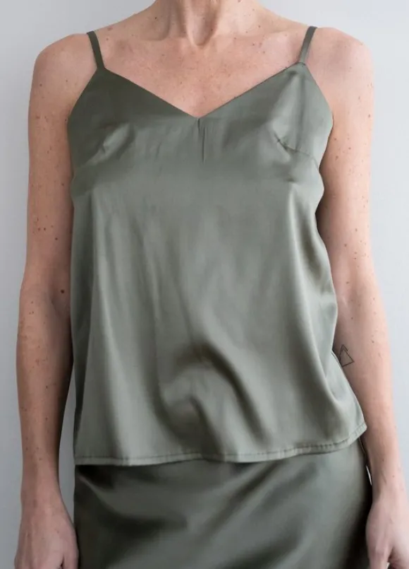 Gauhar - silkkitoppi v-neck, green