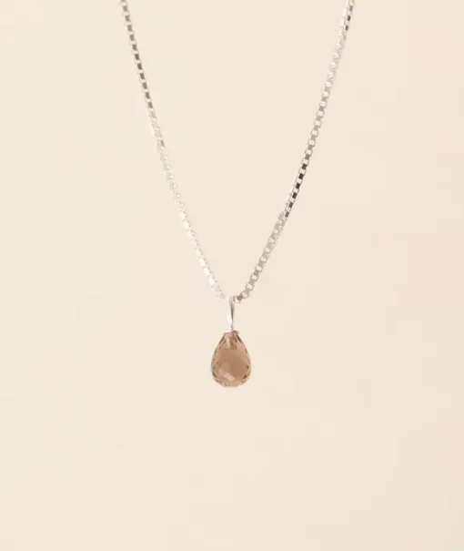 Gauhar - Smoky Quartz Drop riipus, hopea
