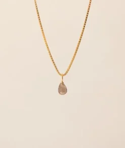 Gauhar - Smoky Quartz Drop riipus, kulta