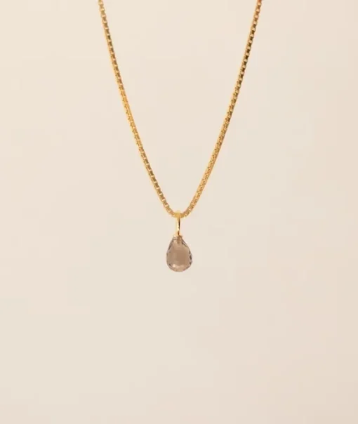 Gauhar - Smoky Quartz Drop riipus, kulta