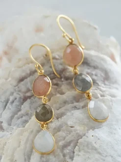 Granted Peach Moonstone Labradorite Moonstone GP korvakorut