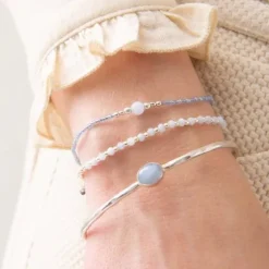 Iris rannekoru Blue Lace Agate, silver