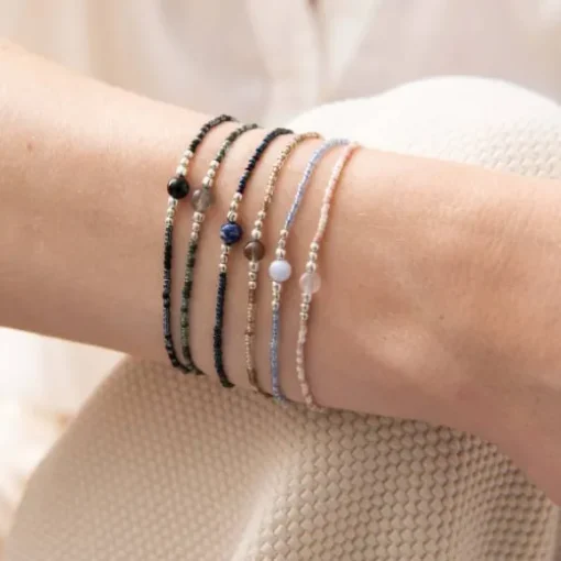 Iris rannekoru Blue Lace Agate, silver