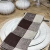 Johanna ruudullinen keittiöpyyhe pellavaa, brown/nat