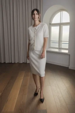 Karlia lyhythih cashmere neuletakki, cream
