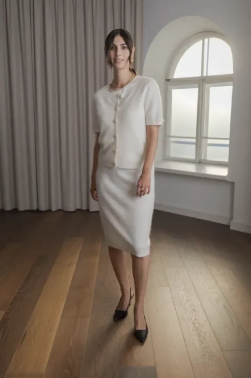 Karlia lyhythih cashmere neuletakki, cream
