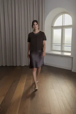 Karlia lyhythih cashmere neuletakki, dark chocolate