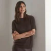 Karlie* lyhythihainen cashmere neule, dark chocolate