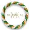 MAISON KIZO - Green, White and Gold Nepali Bracelet B172