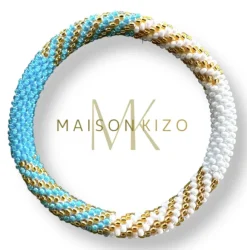 MAISON KIZO - Nepali turq, gold, white bracelet B119