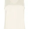 Mos Mosh - Astrid v-neck silkkitoppi, ecru