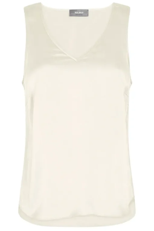 Mos Mosh - Astrid v-neck silkkitoppi, ecru