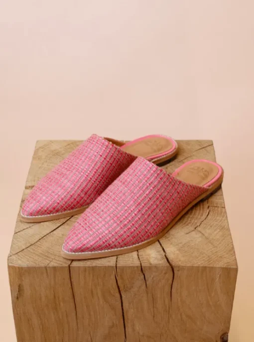 Mos Mosh - Doha Raffia Flat pistokkaat, camellia rose