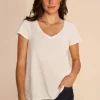 Mos Mosh - Tulli Basic t-paita v-kaulus, ecru