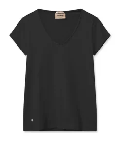 Mos Mosh - Tulli Basic t-paita v-kaulus, black
