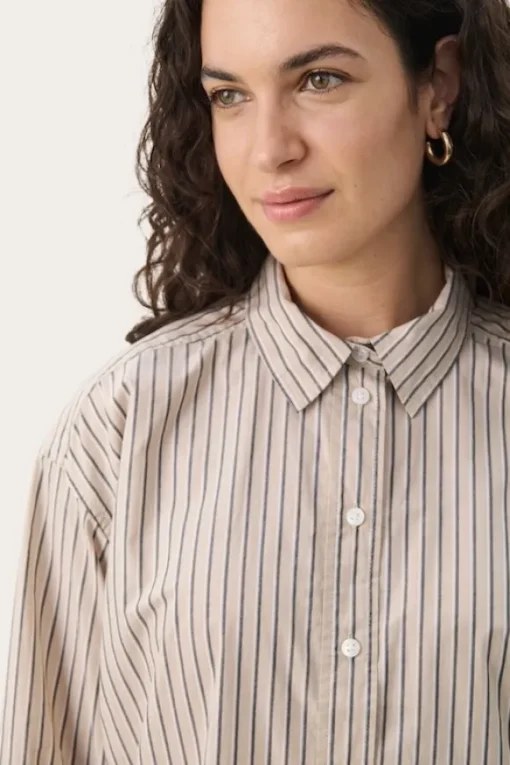 Savanna paitapusero, neutral twin stripe
