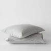 Tell Me More - pellavaiset raitatyynynpäälliset (2kpl), grey/white 50x70