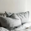 Tell Me More - pellavaiset raitatyynyliinat 2kpl, grey/white 50x60