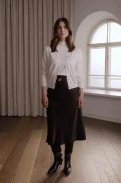 Tianna midi satiinihame, black