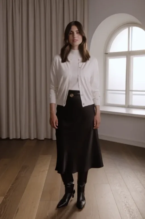 Tianna midi satiinihame, black